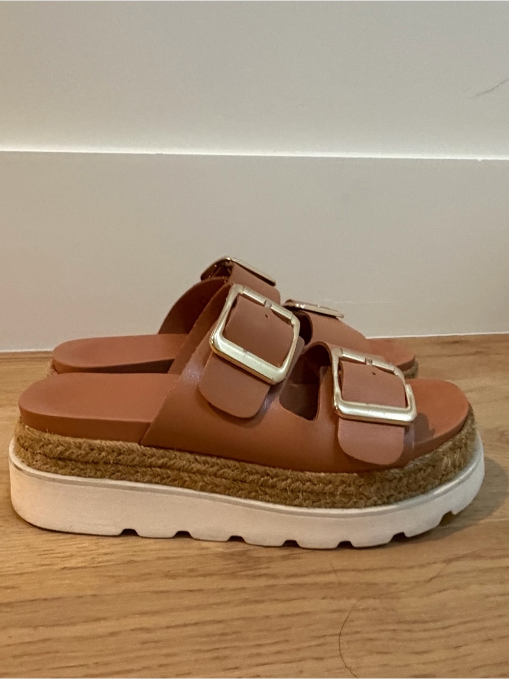 Madden Girl Brown Platform SlidesWomen’s Tan Double-Buckle